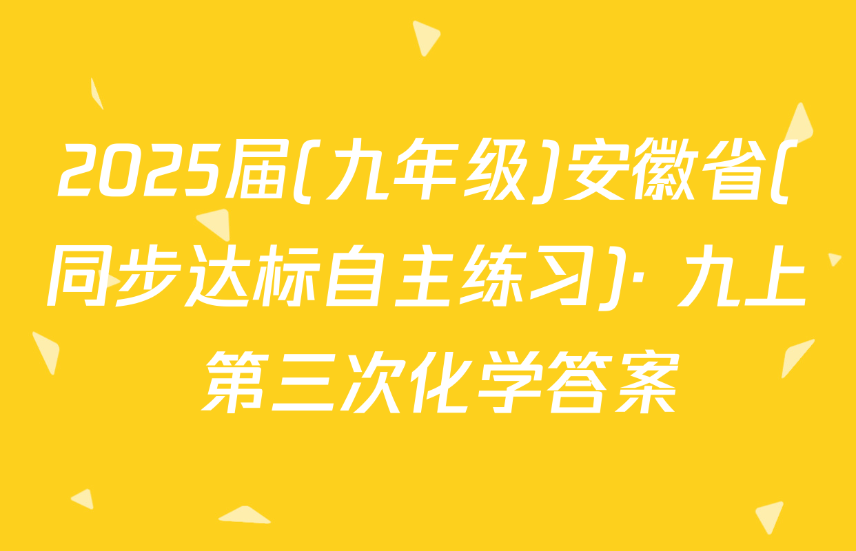 2025届(九年级)安徽省(同步达标自主练习)· 九上 第三次化学答案