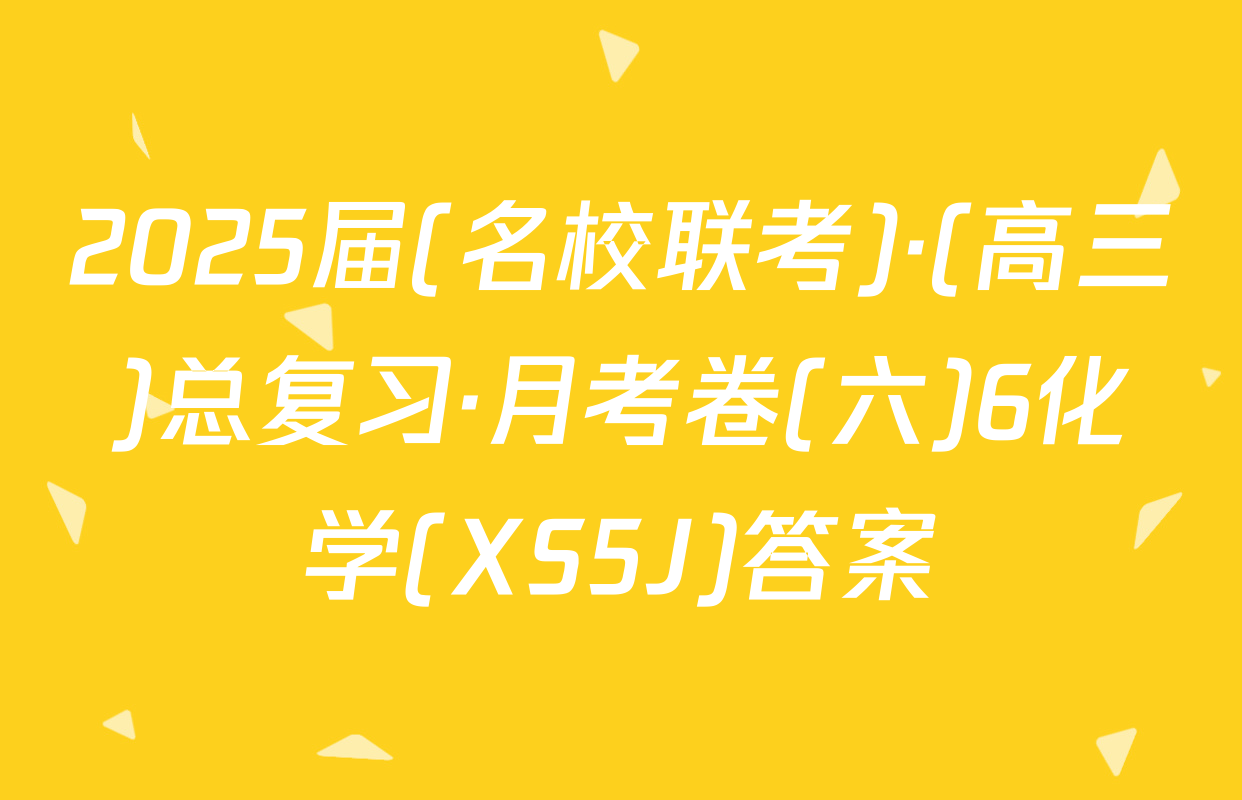 2025届(名校联考)·(高三)总复习·月考卷(六)6化学(XS5J)答案