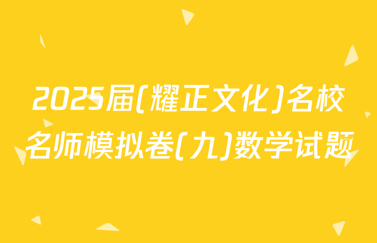 2025届(耀正文化)名校名师模拟卷(九)数学试题
