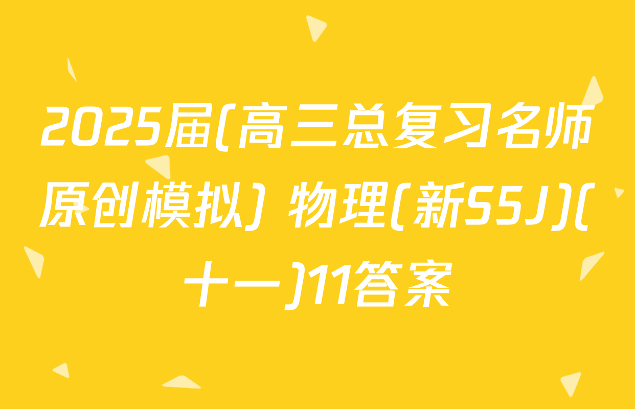 2025届(高三总复习名师原创模拟) 物理(新S5J)(十一)11答案