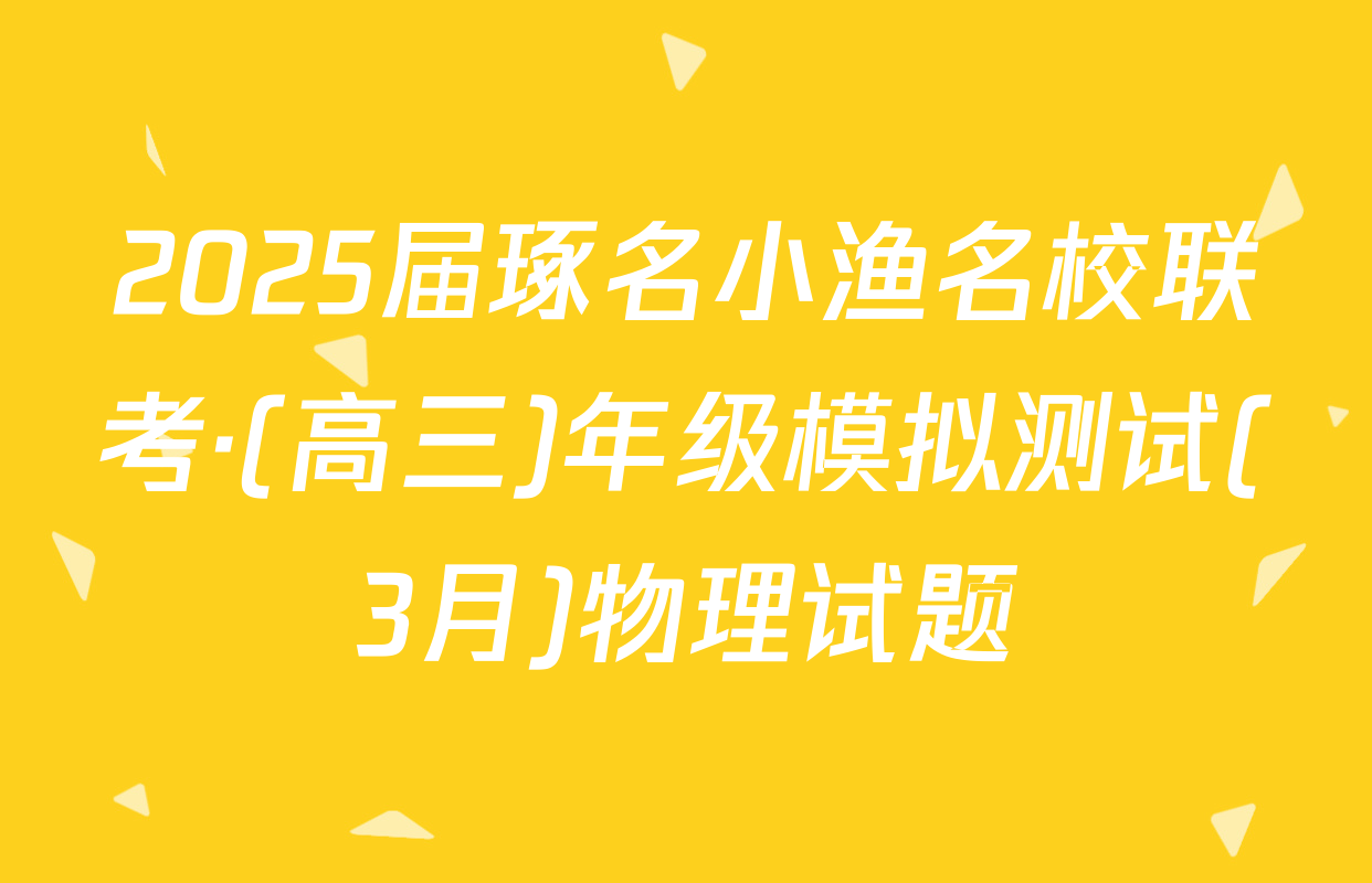 2025届琢名小渔名校联考·(高三)年级模拟测试(3月)物理试题
