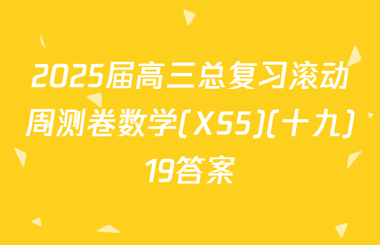 2025届高三总复习滚动周测卷数学(XS5)(十九)19答案