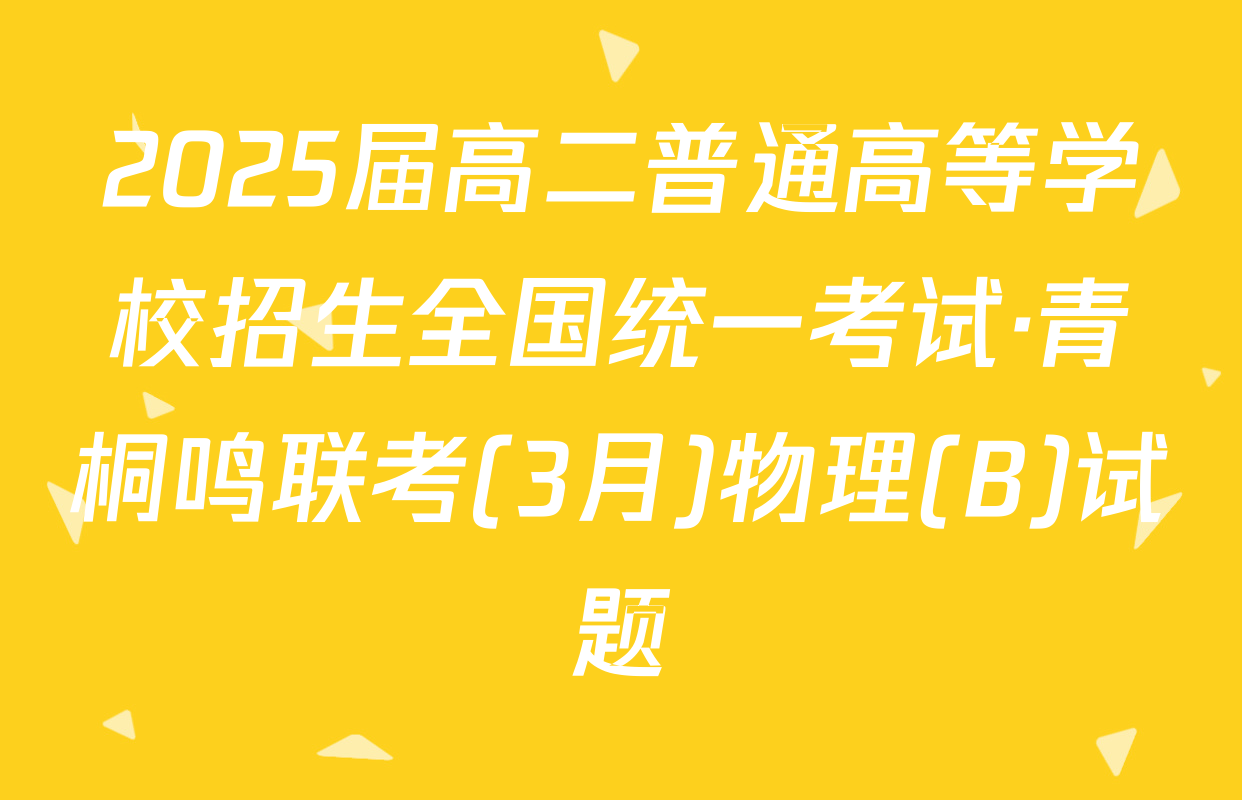 2025届高二普通高等学校招生全国统一考试·青桐鸣联考(3月)物理(B)试题