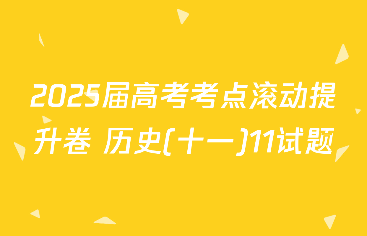 2025届高考考点滚动提升卷 历史(十一)11试题