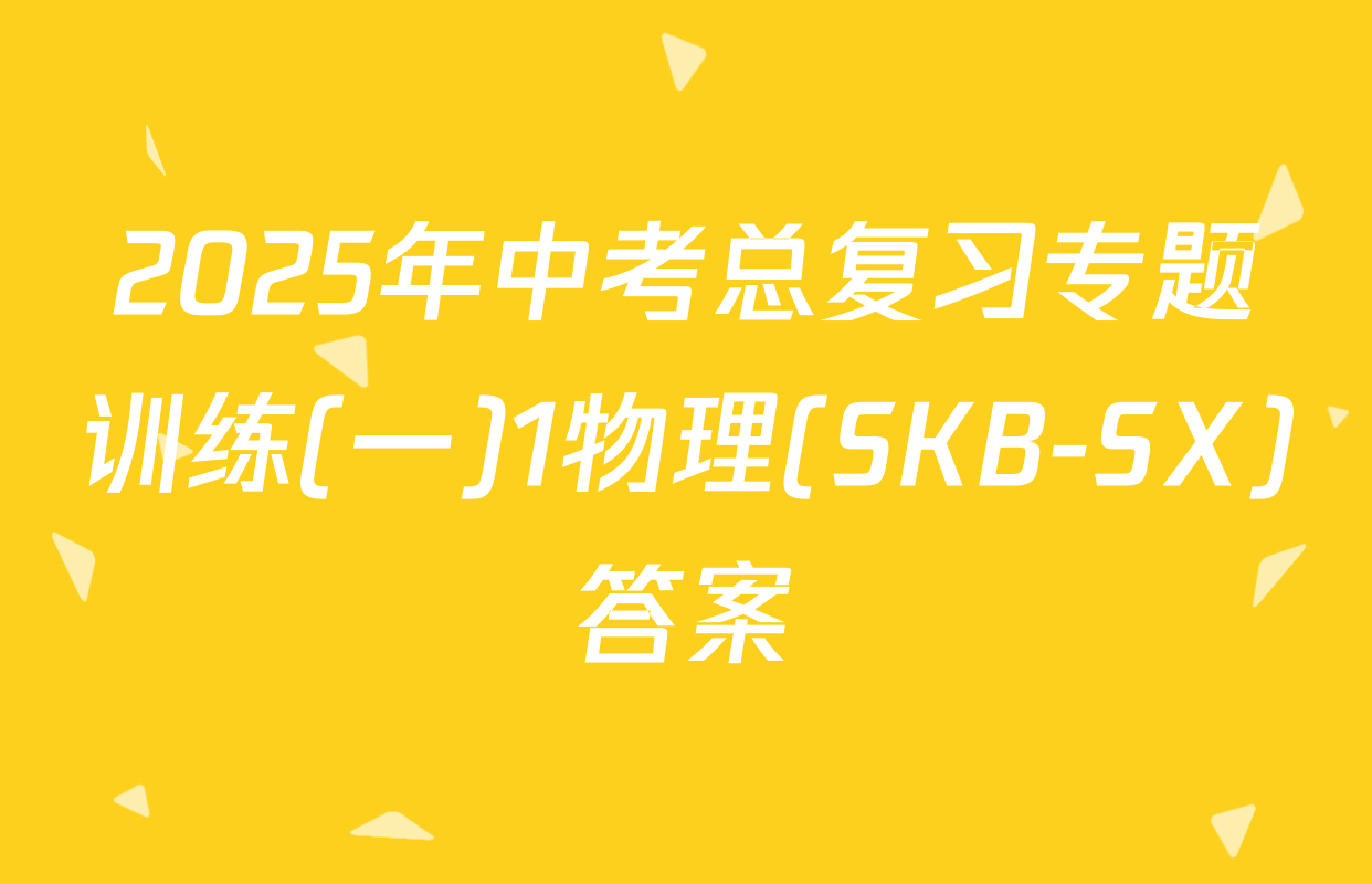 2025年中考总复习专题训练(一)1物理(SKB-SX)答案