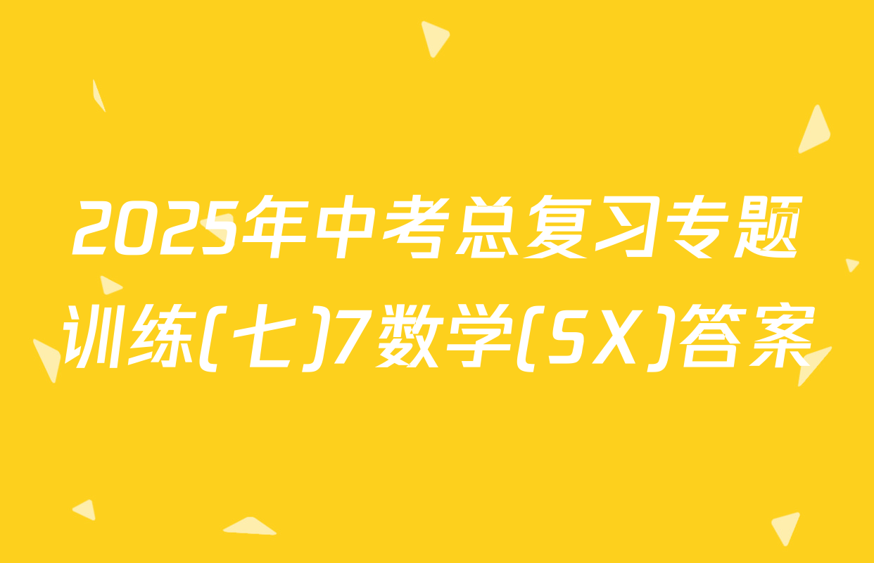 2025年中考总复习专题训练(七)7数学(SX)答案