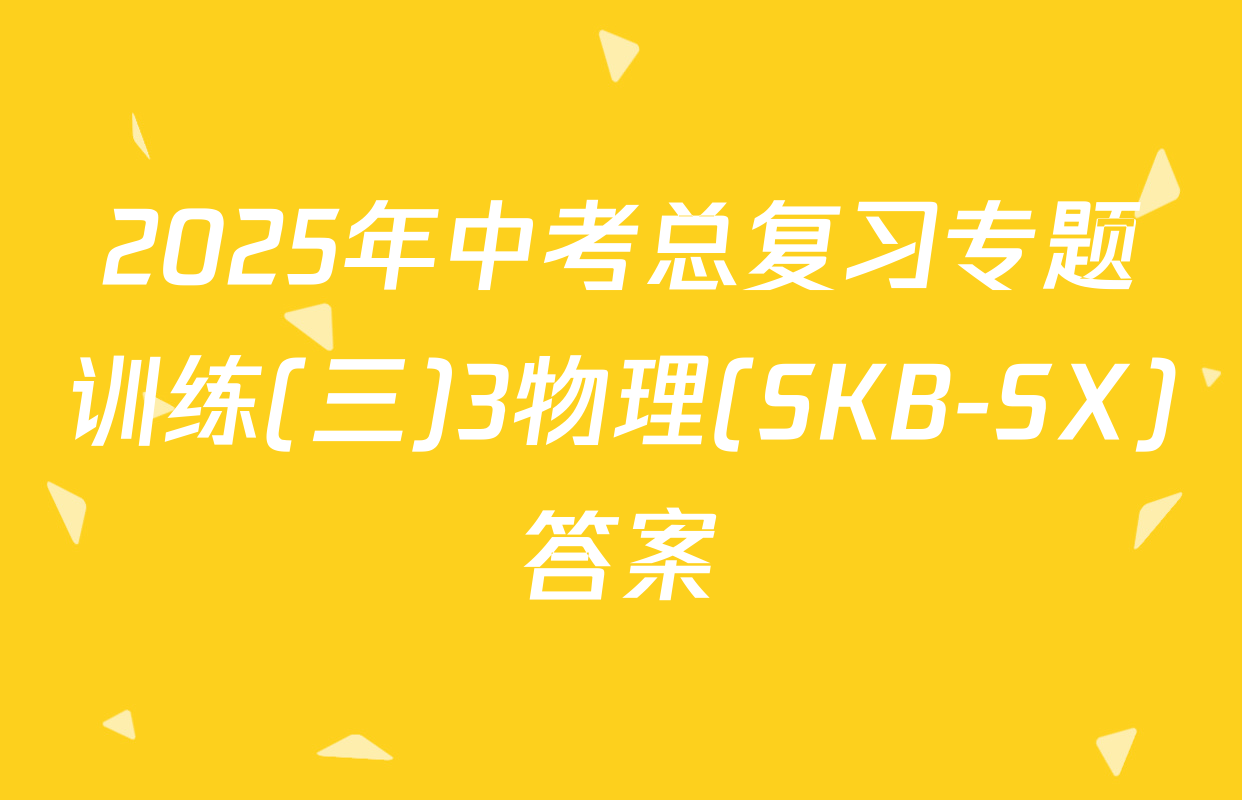 2025年中考总复习专题训练(三)3物理(SKB-SX)答案
