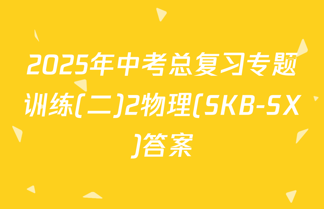 2025年中考总复习专题训练(二)2物理(SKB-SX)答案