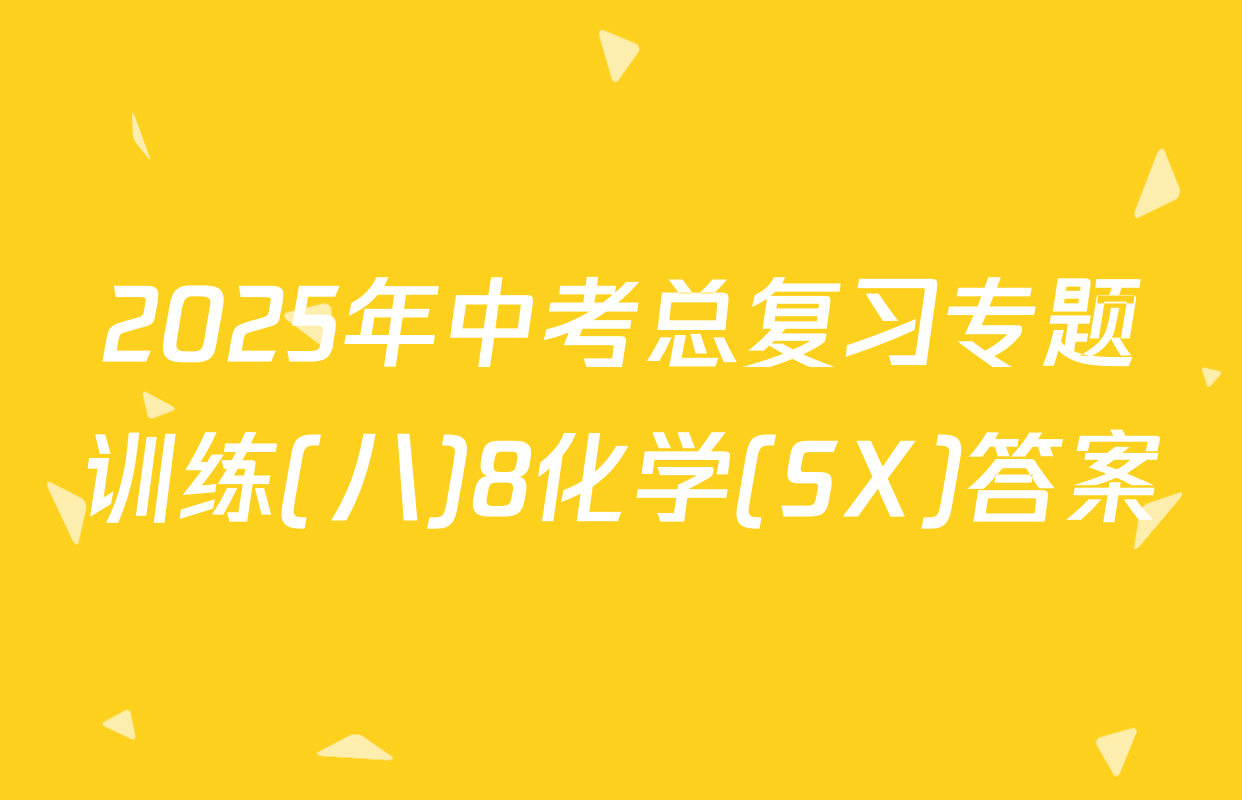 2025年中考总复习专题训练(八)8化学(SX)答案