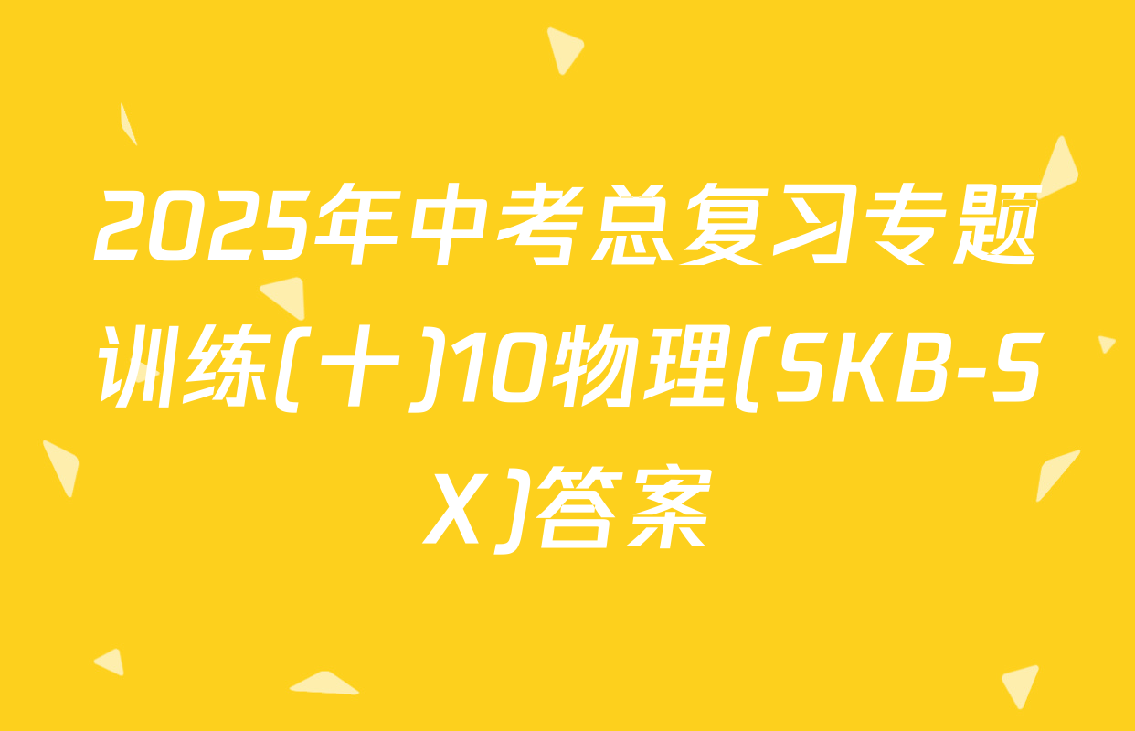 2025年中考总复习专题训练(十)10物理(SKB-SX)答案