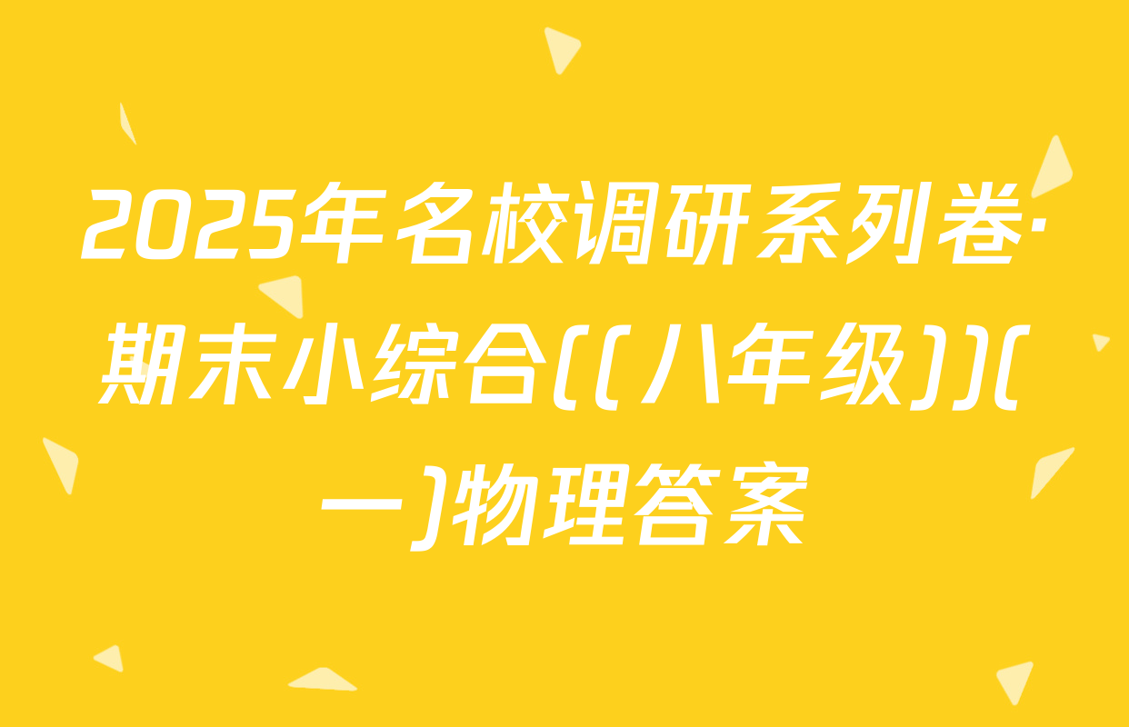 2025年名校调研系列卷·期末小综合((八年级))(一)物理答案