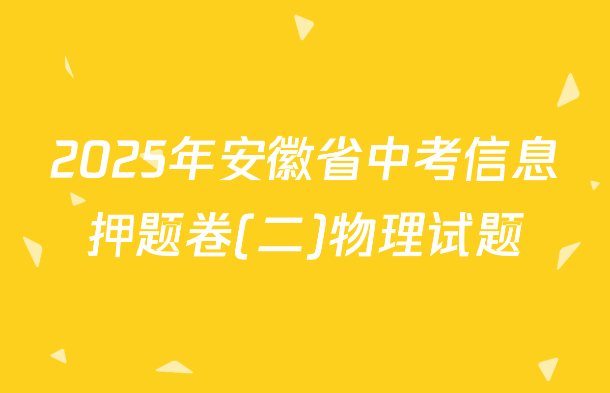 2025年安徽省中考信息押题卷(二)物理试题