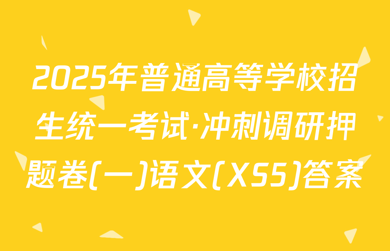 2025年普通高等学校招生统一考试·冲刺调研押题卷(一)语文(XS5)答案