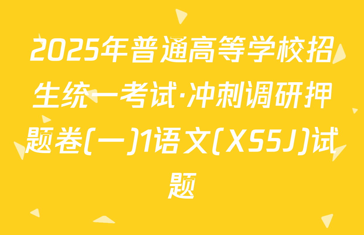 2025年普通高等学校招生统一考试·冲刺调研押题卷(一)1语文(XS5J)试题