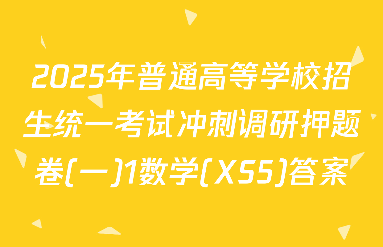 2025年普通高等学校招生统一考试冲刺调研押题卷(一)1数学(XS5)答案