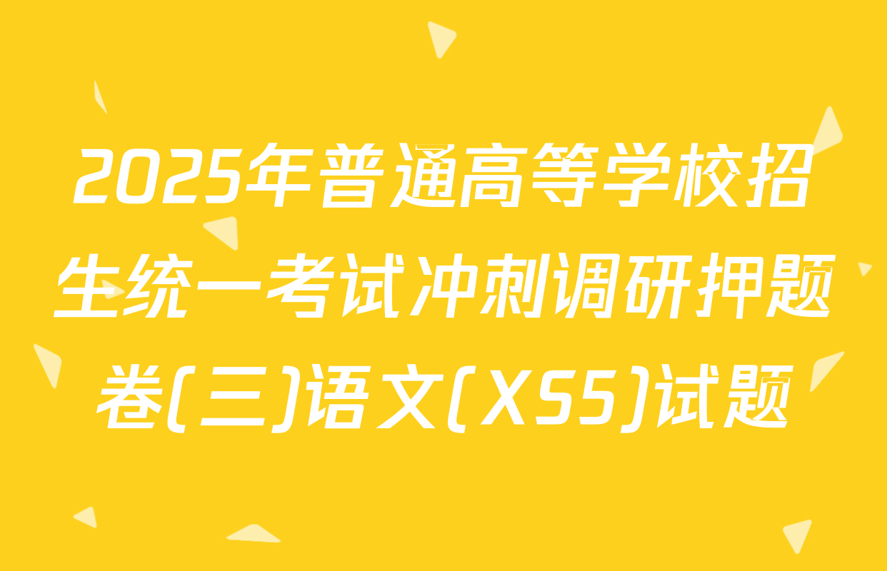 2025年普通高等学校招生统一考试冲刺调研押题卷(三)语文(XS5)试题