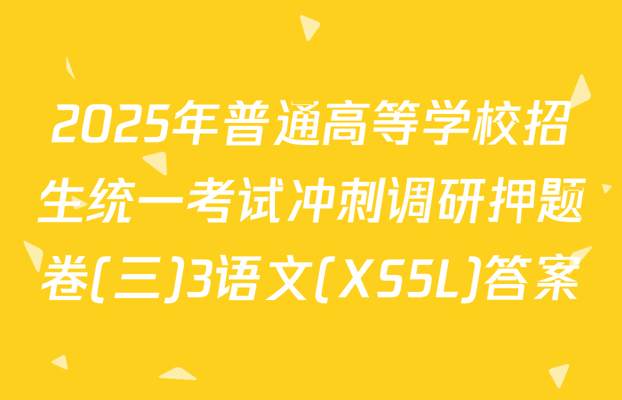2025年普通高等学校招生统一考试冲刺调研押题卷(三)3语文(XS5L)答案