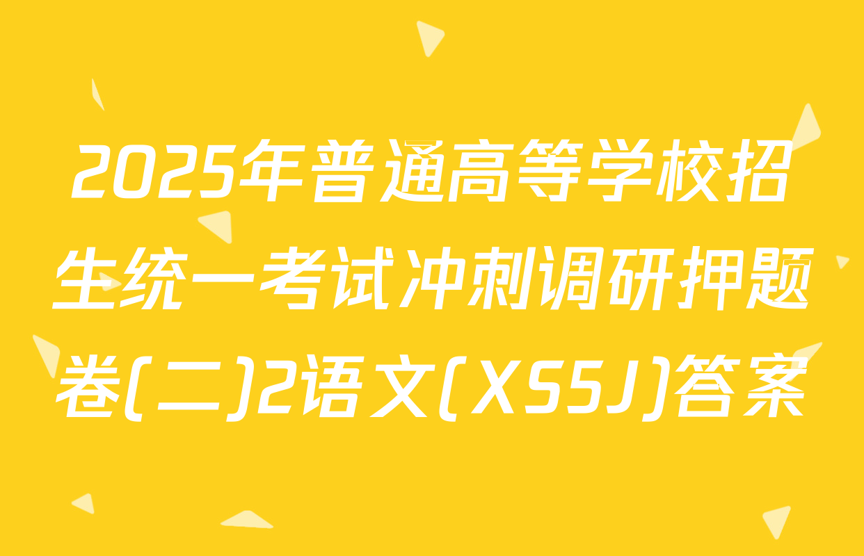 2025年普通高等学校招生统一考试冲刺调研押题卷(二)2语文(XS5J)答案