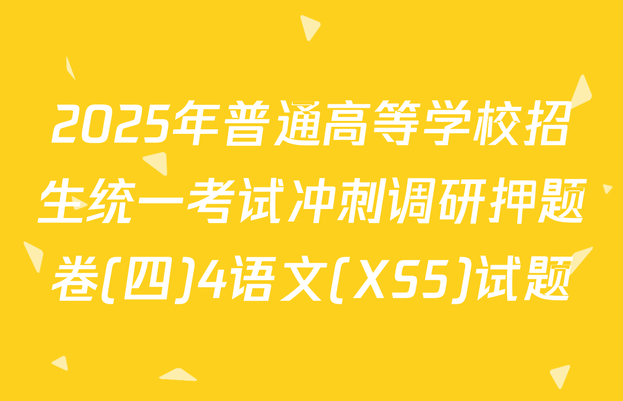 2025年普通高等学校招生统一考试冲刺调研押题卷(四)4语文(XS5)试题