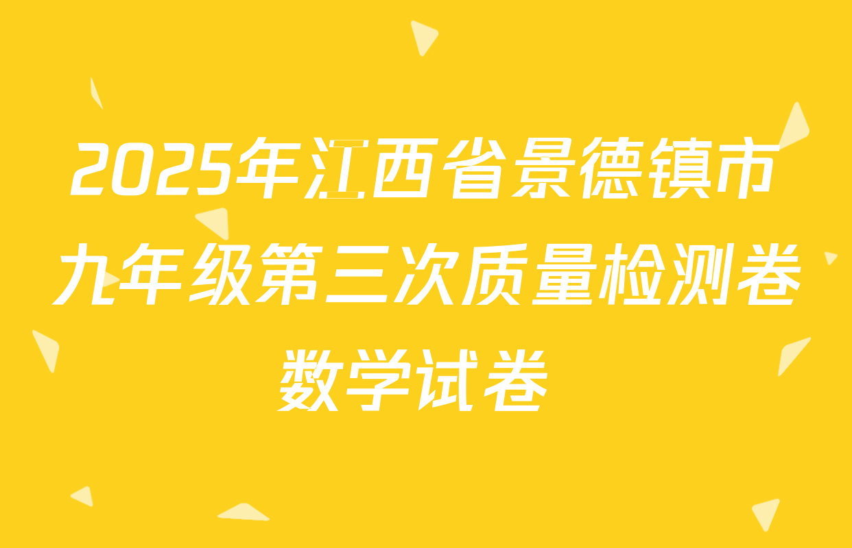 2025年江西省景德镇市九年级第三次质量检测卷数学试卷 