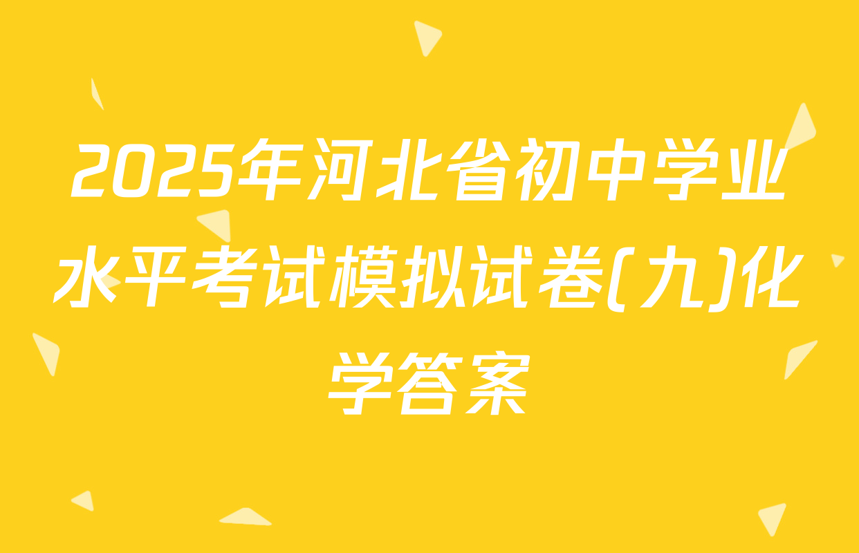 2025年河北省初中学业水平考试模拟试卷(九)化学答案