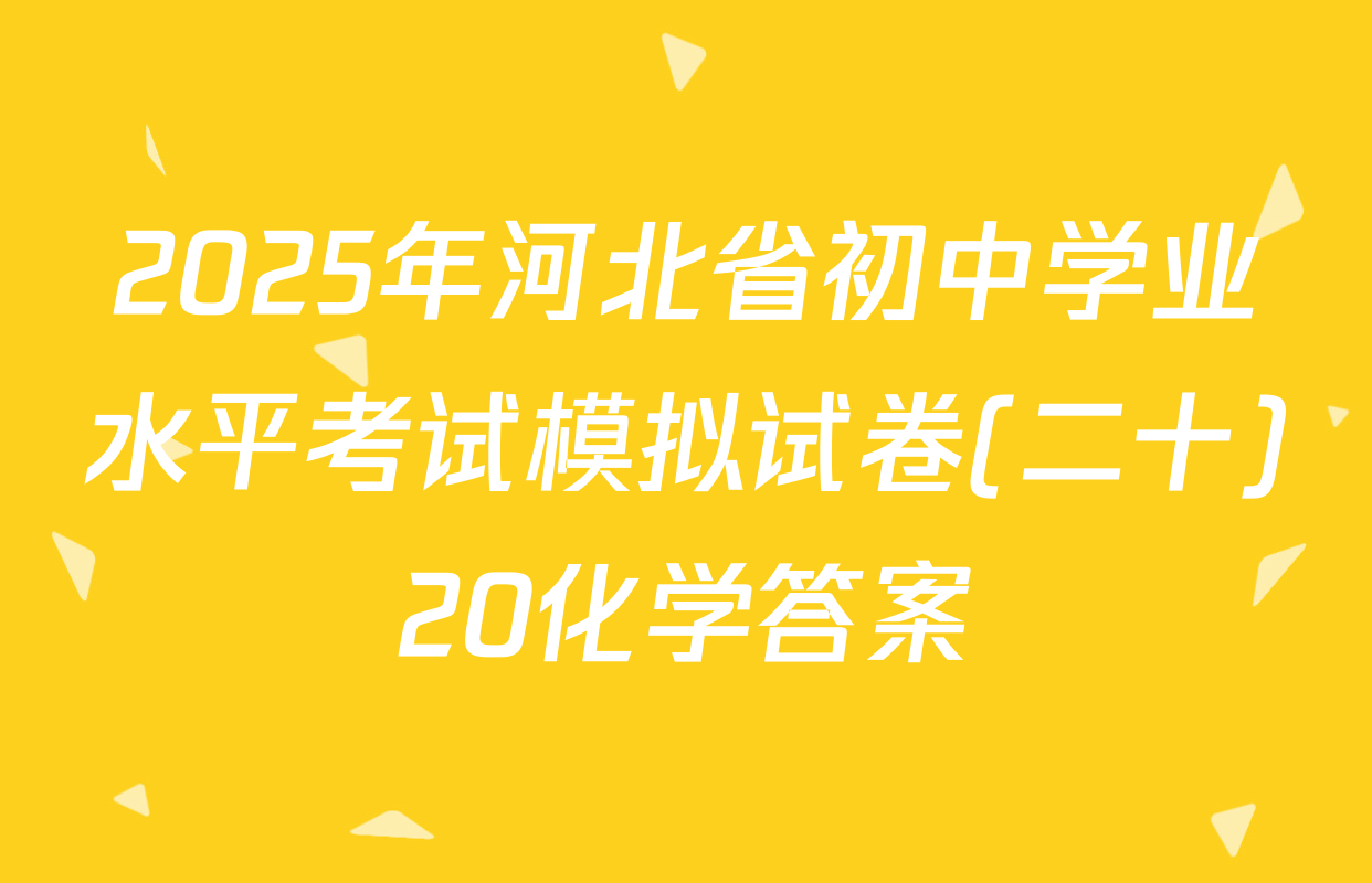 2025年河北省初中学业水平考试模拟试卷(二十)20化学答案