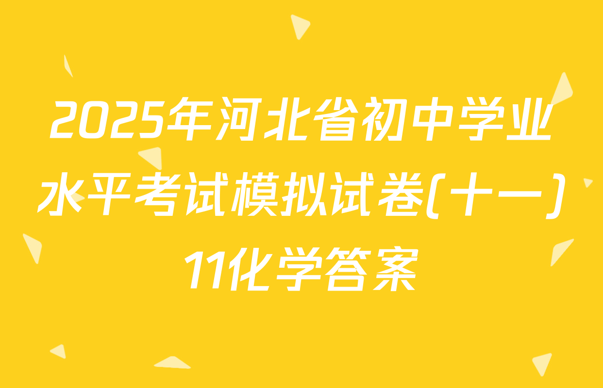 2025年河北省初中学业水平考试模拟试卷(十一)11化学答案