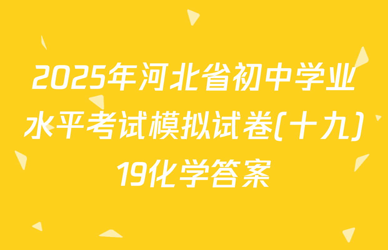 2025年河北省初中学业水平考试模拟试卷(十九)19化学答案