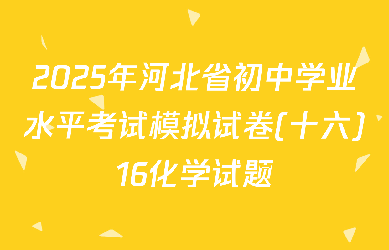 2025年河北省初中学业水平考试模拟试卷(十六)16化学试题