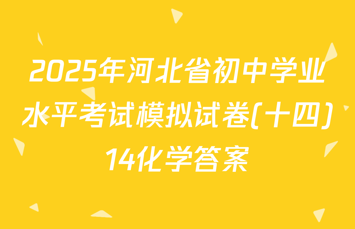 2025年河北省初中学业水平考试模拟试卷(十四)14化学答案