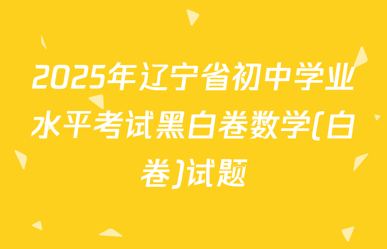 2025年辽宁省初中学业水平考试黑白卷数学(白卷)试题