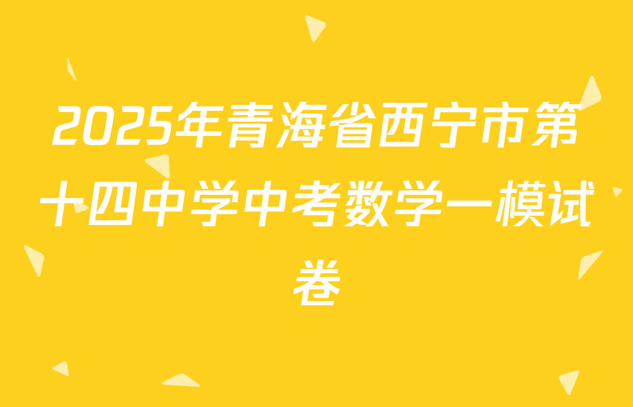 2025年青海省西宁市第十四中学中考数学一模试卷