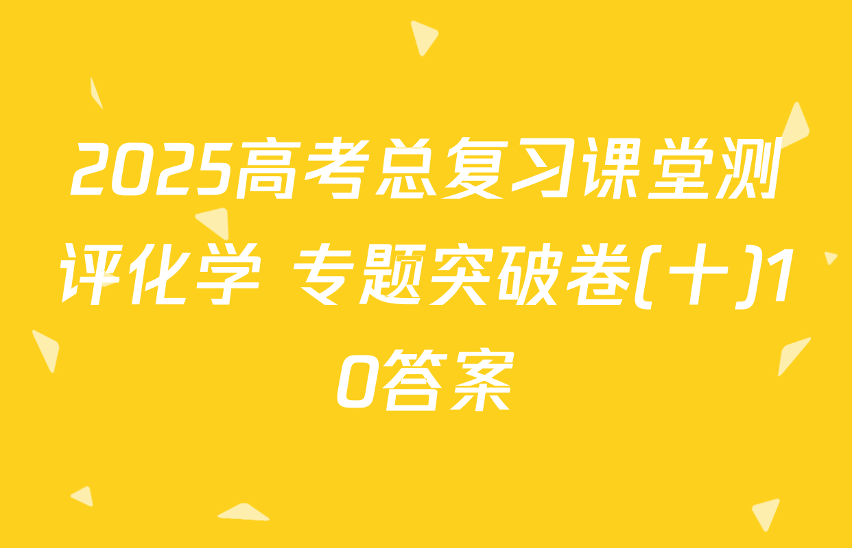 2025高考总复习课堂测评化学 专题突破卷(十)10答案