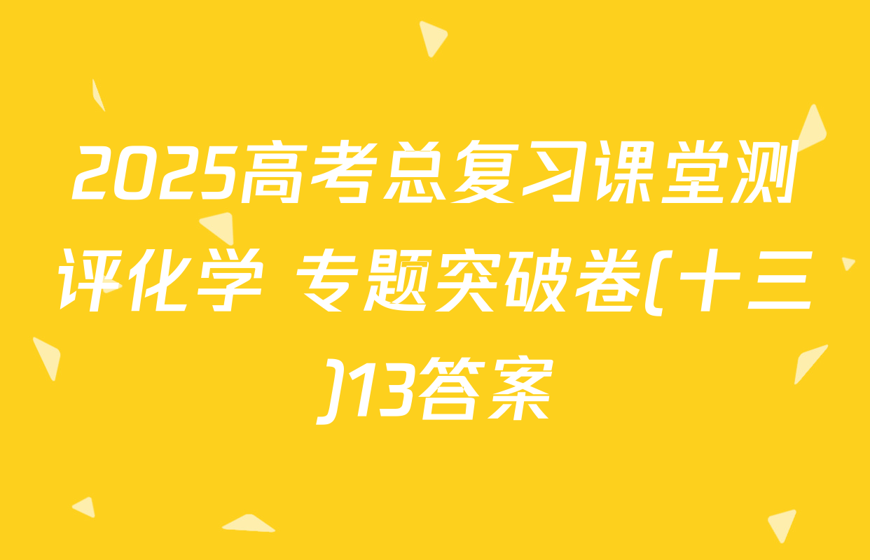 2025高考总复习课堂测评化学 专题突破卷(十三)13答案