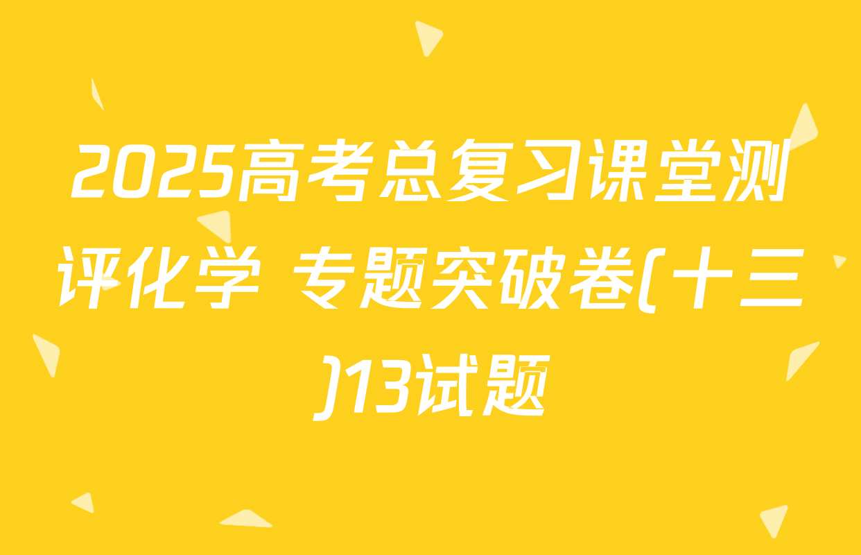 2025高考总复习课堂测评化学 专题突破卷(十三)13试题