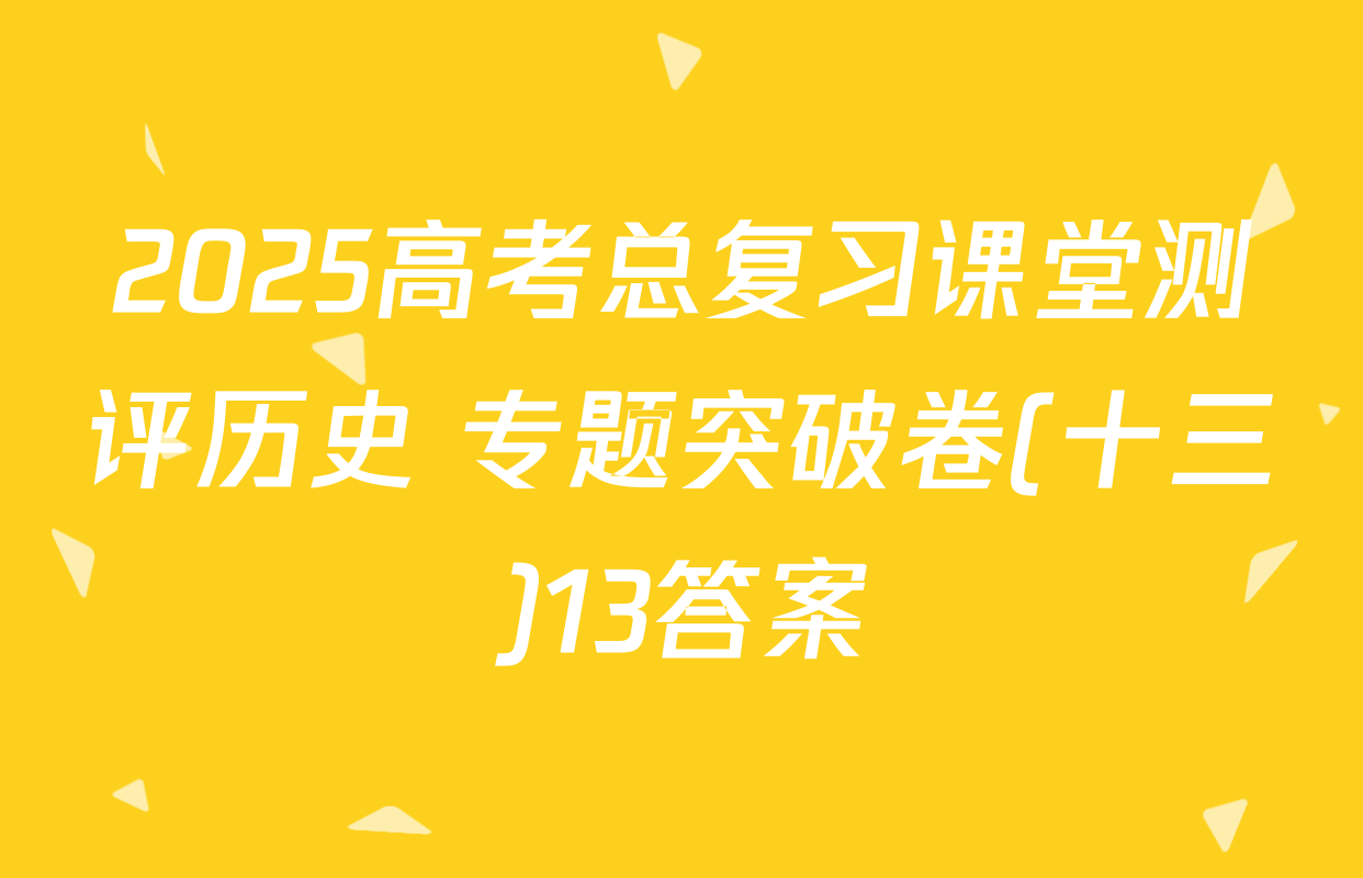 2025高考总复习课堂测评历史 专题突破卷(十三)13答案