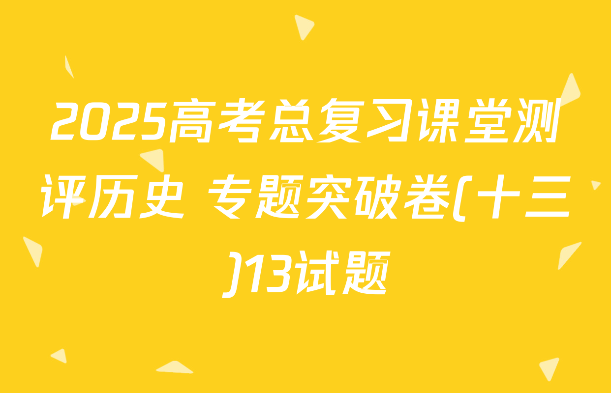 2025高考总复习课堂测评历史 专题突破卷(十三)13试题