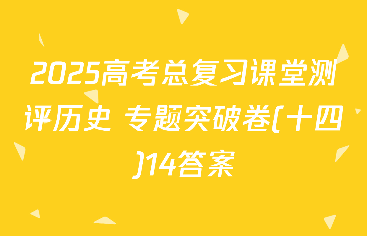 2025高考总复习课堂测评历史 专题突破卷(十四)14答案