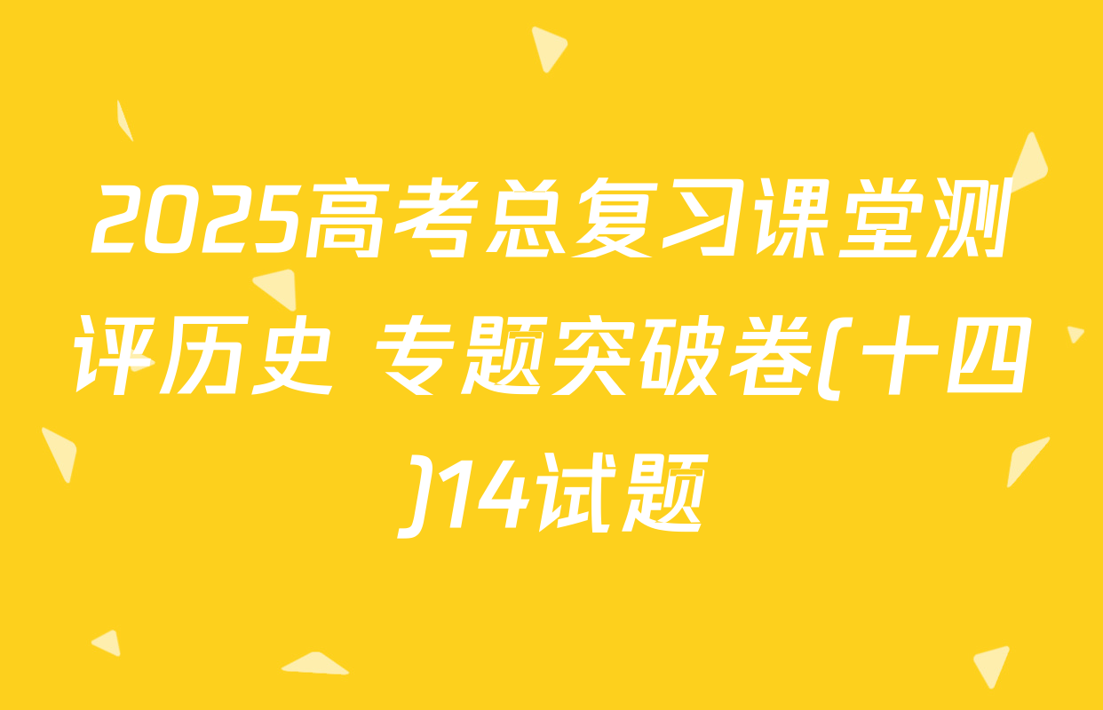 2025高考总复习课堂测评历史 专题突破卷(十四)14试题