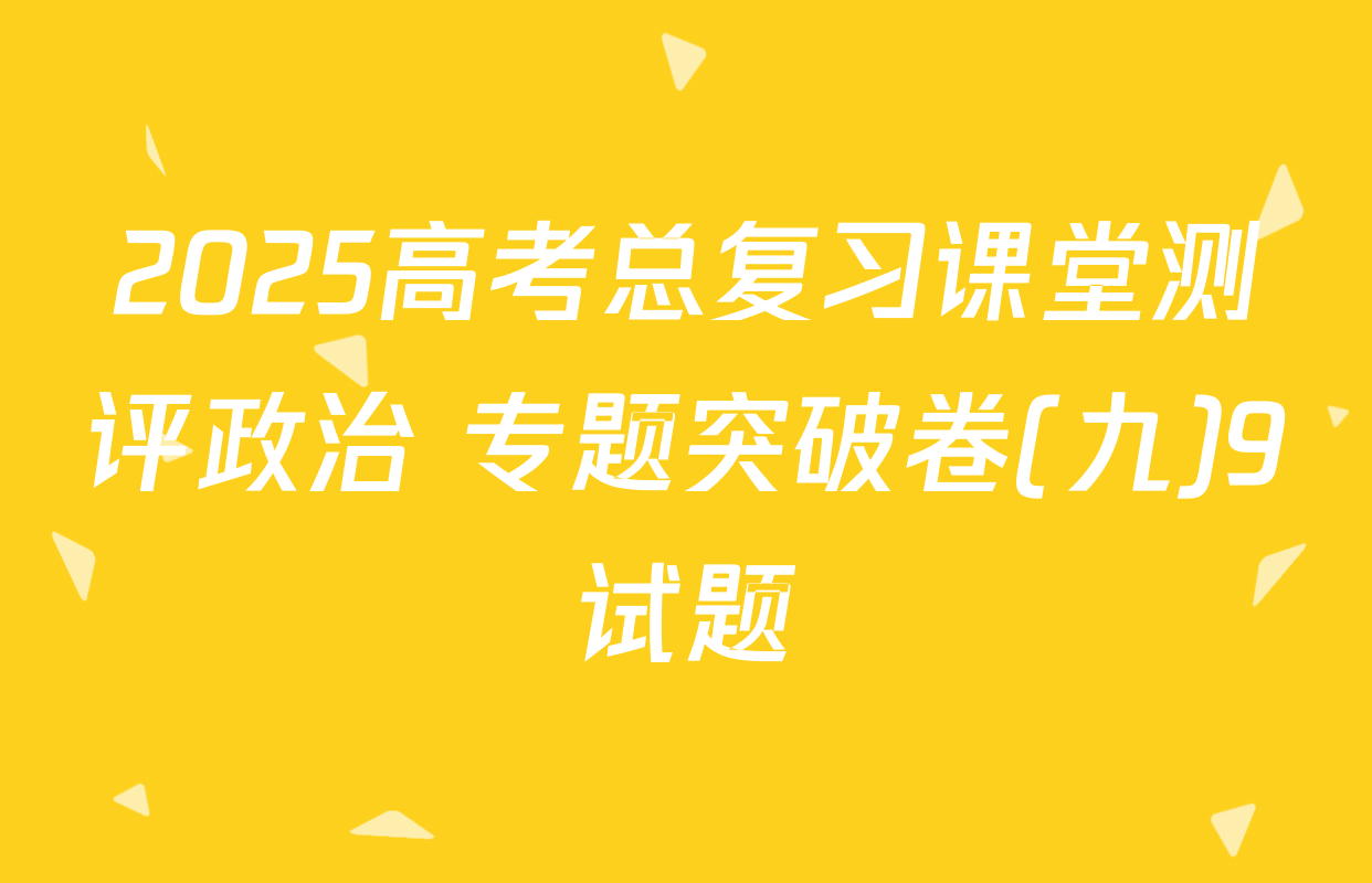2025高考总复习课堂测评政治 专题突破卷(九)9试题