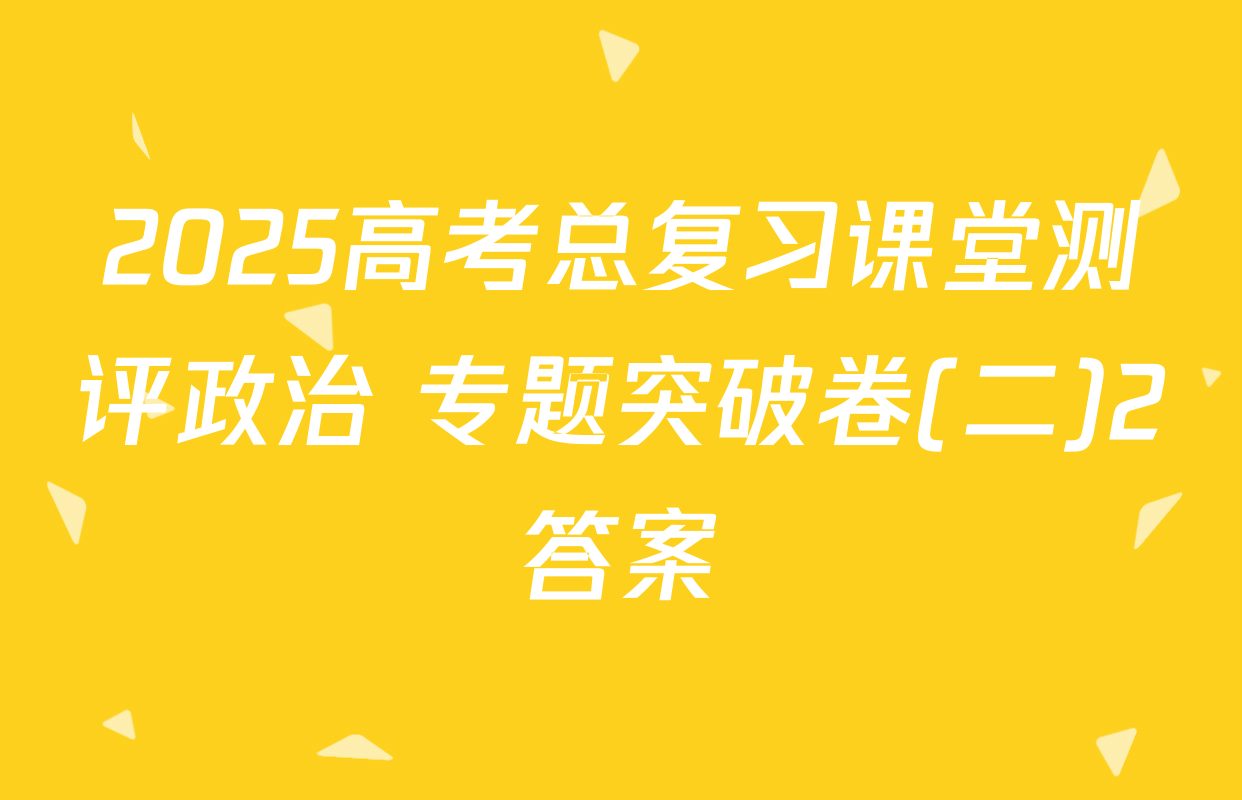 2025高考总复习课堂测评政治 专题突破卷(二)2答案