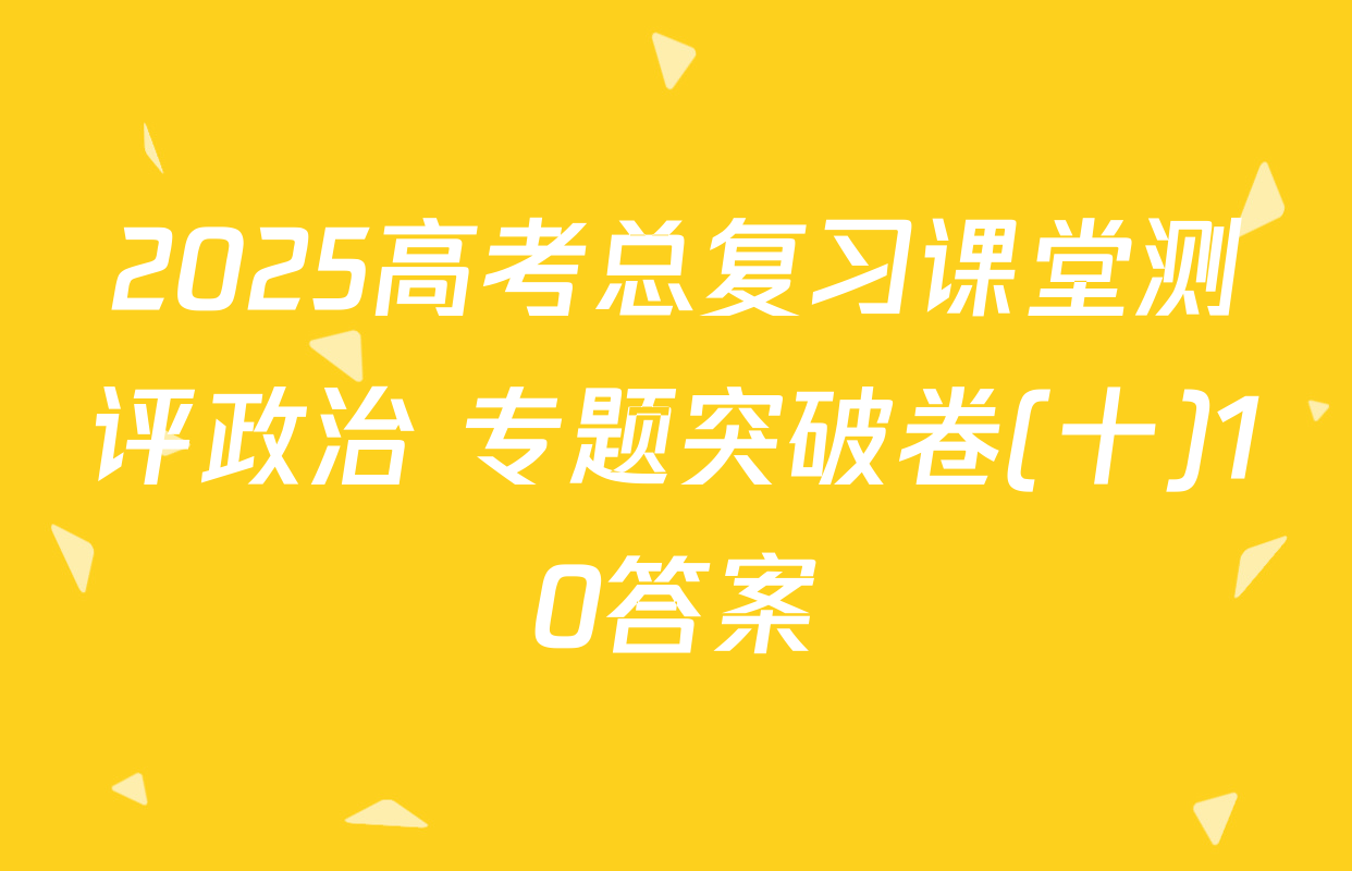 2025高考总复习课堂测评政治 专题突破卷(十)10答案
