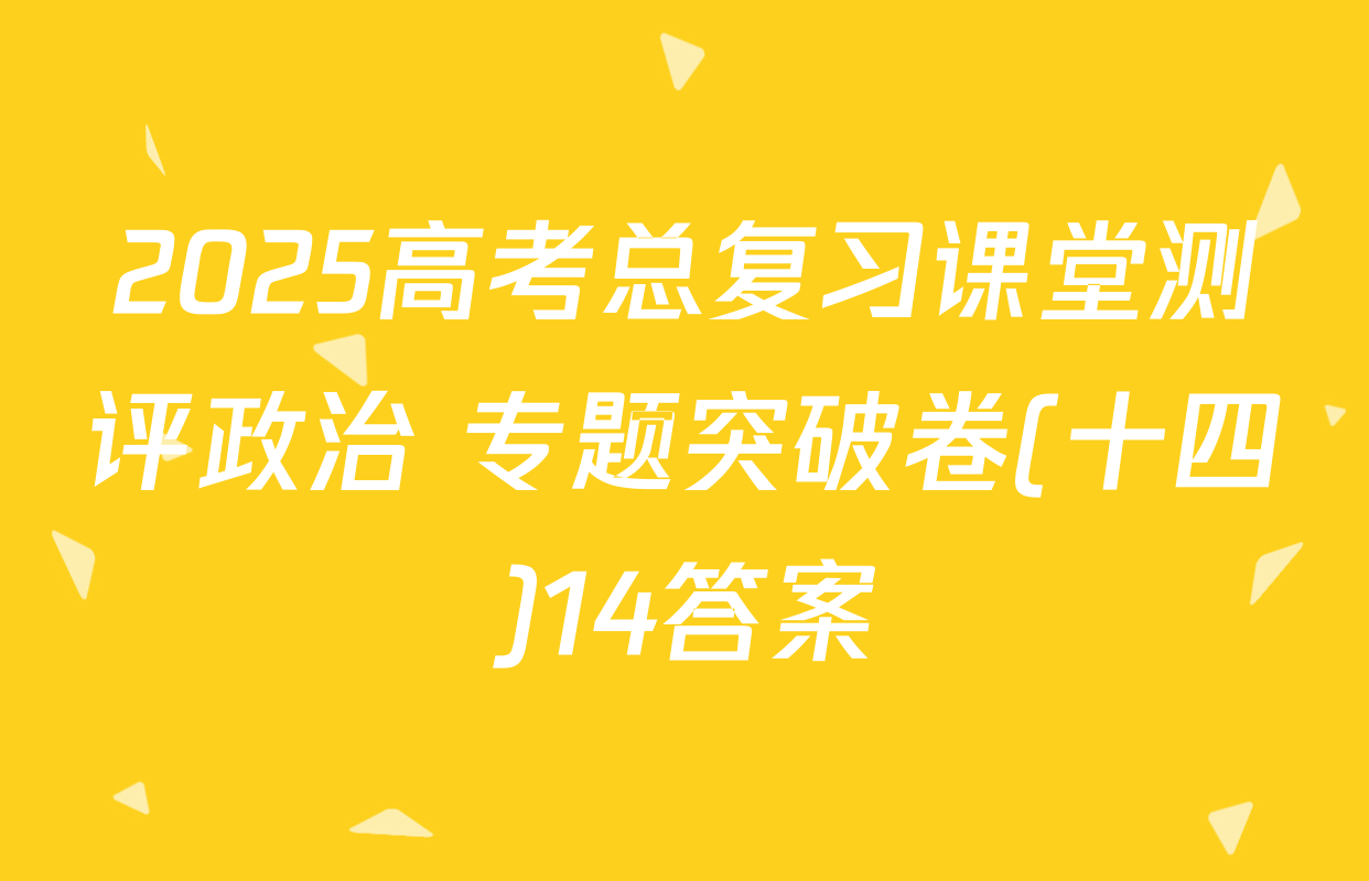 2025高考总复习课堂测评政治 专题突破卷(十四)14答案