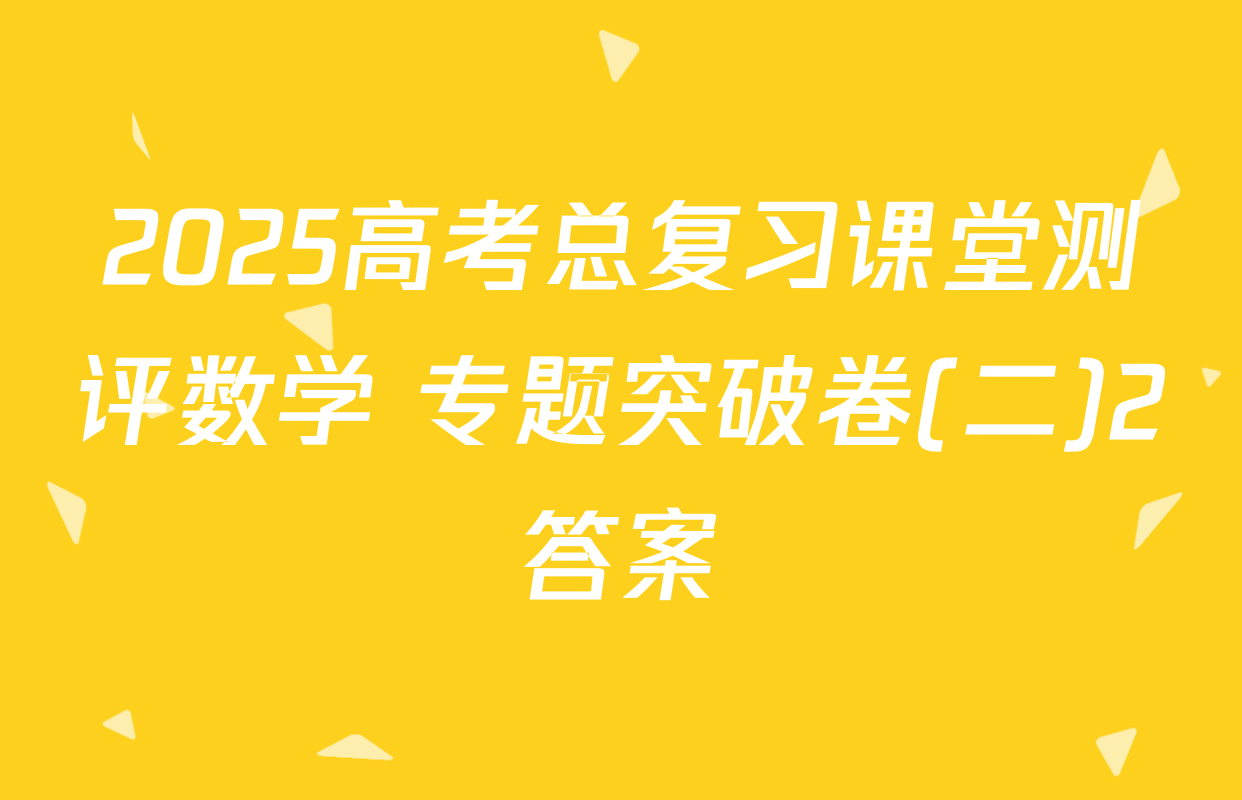 2025高考总复习课堂测评数学 专题突破卷(二)2答案