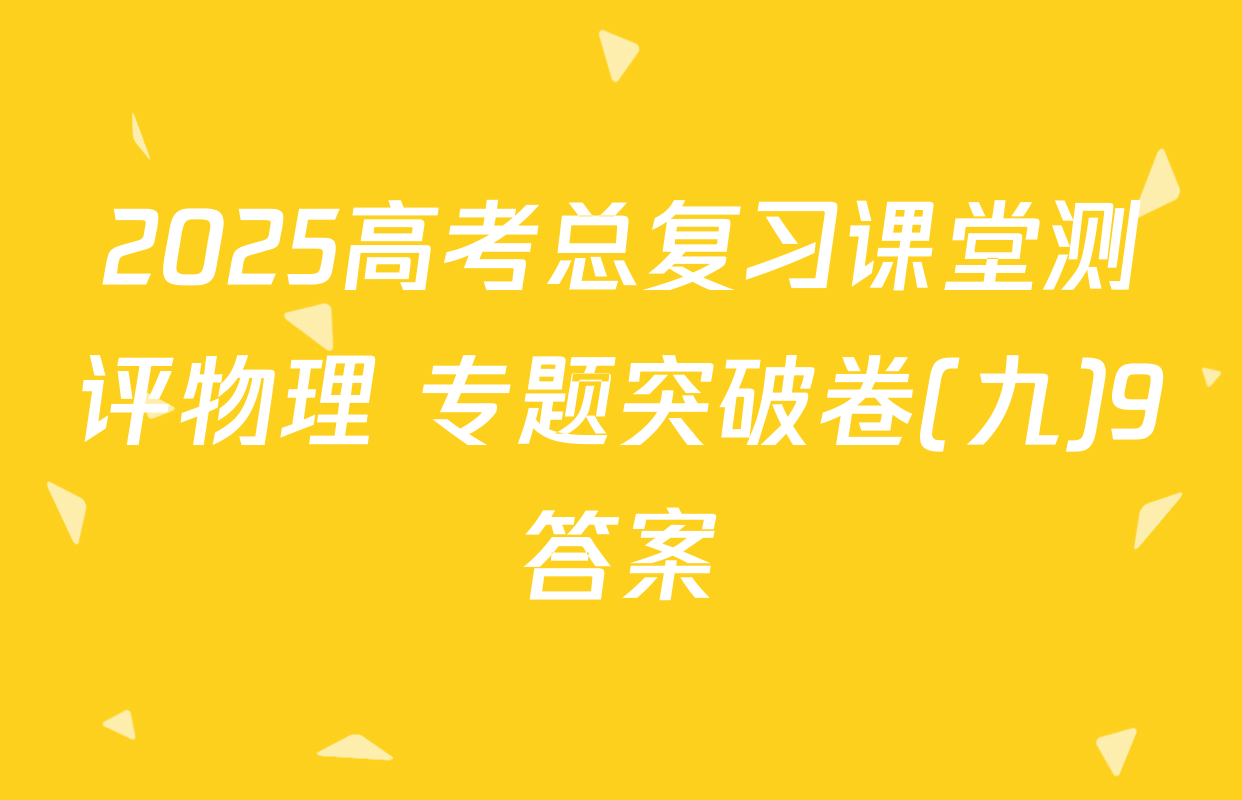 2025高考总复习课堂测评物理 专题突破卷(九)9答案