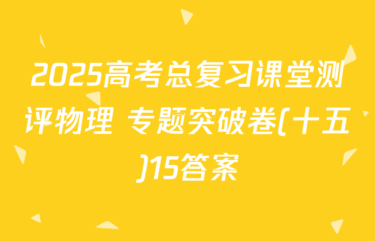 2025高考总复习课堂测评物理 专题突破卷(十五)15答案