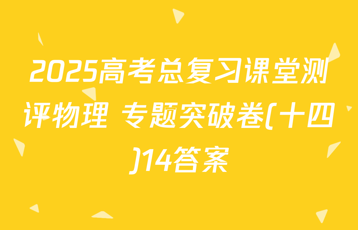 2025高考总复习课堂测评物理 专题突破卷(十四)14答案