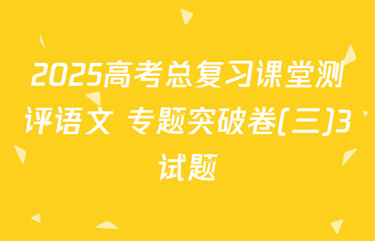 2025高考总复习课堂测评语文 专题突破卷(三)3试题