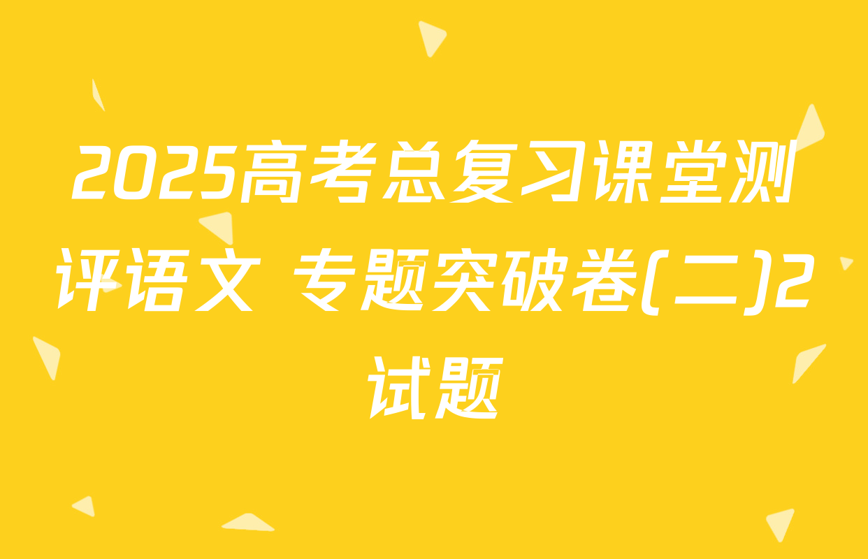 2025高考总复习课堂测评语文 专题突破卷(二)2试题