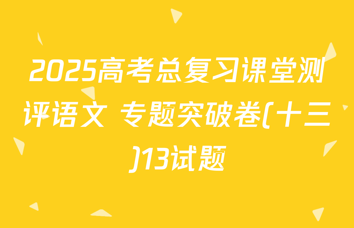 2025高考总复习课堂测评语文 专题突破卷(十三)13试题
